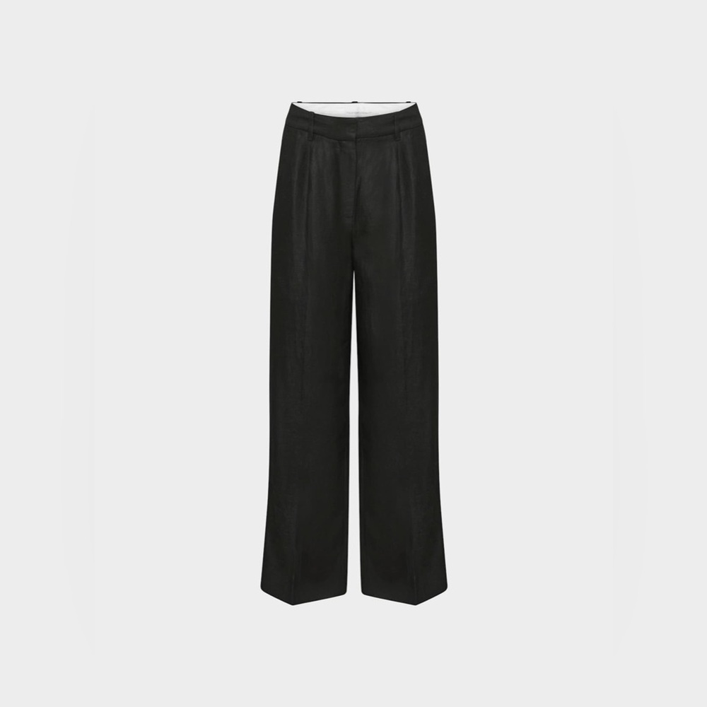 ARITZIA WILFRED THE EFFORTLESS PANT IN BLACK LINEN - 6 TALL